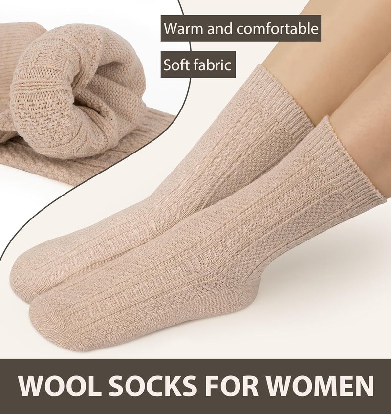 YSense Wool Socks for Women, Winter Boot Socks Stocking Stuffers Gifts for Women Warm Crew Hiking - Image 4